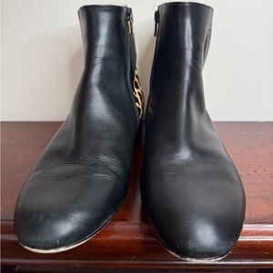 Michael Kors Black and Leopard Print leather Ankle Boots in size 7